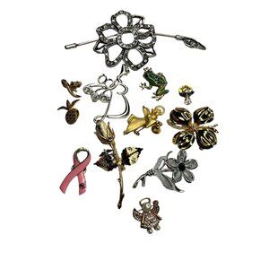 Vintage Floral & Novelty Brooch Pin Lot